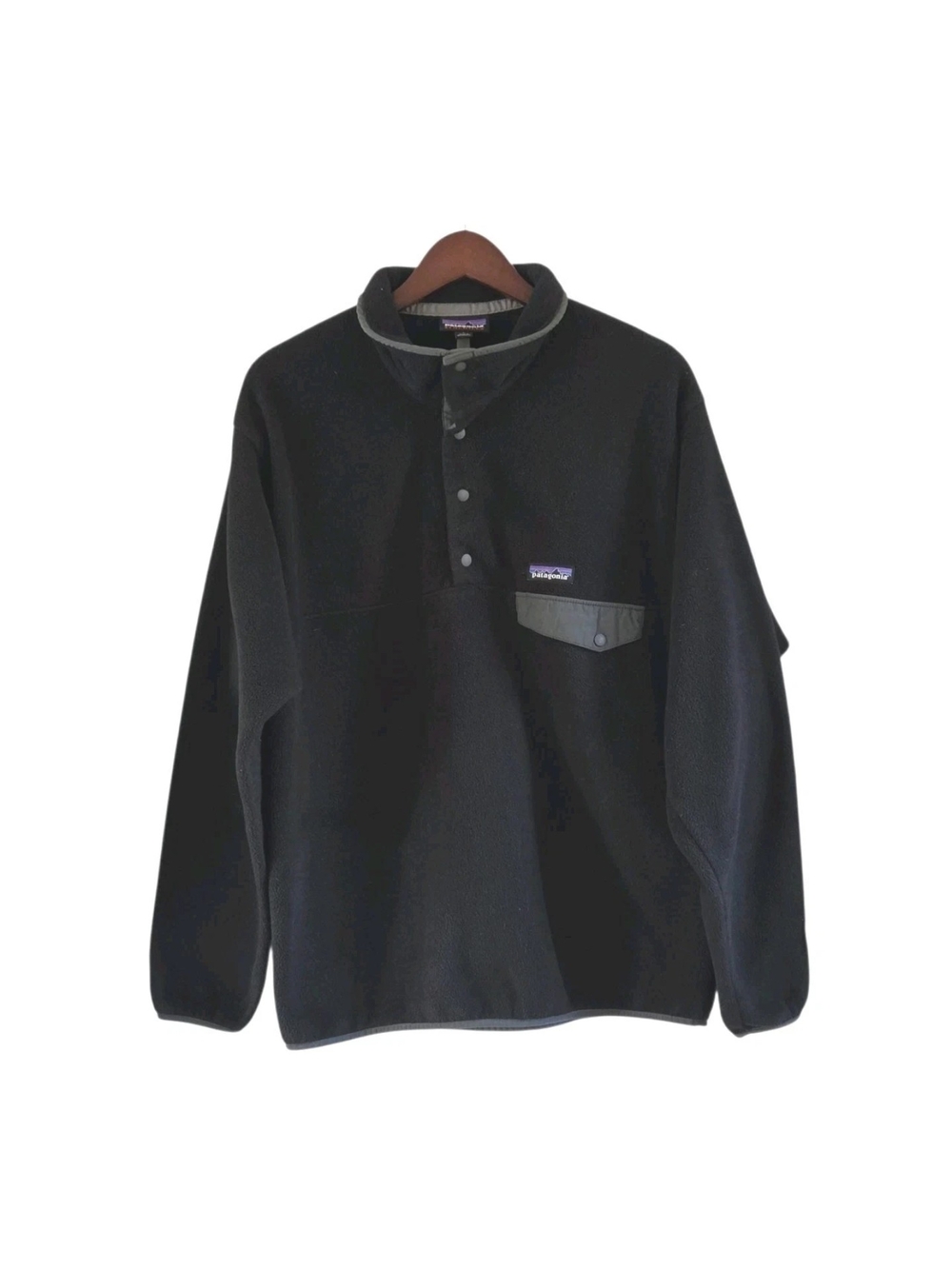 Patagonia Synchilla Snap T Fleece Pullover Mens Large Black Vtg